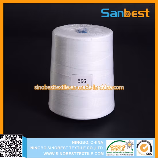 100% Spun Polyester Bag Closing Thread in Raw White