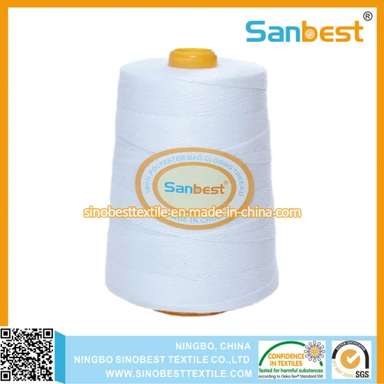 100% Spun Polyester Bag Closing Thread in Raw White 