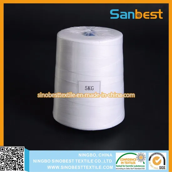 20s/6 100% Spun Polyester Bag Closing Thread in Raw White 